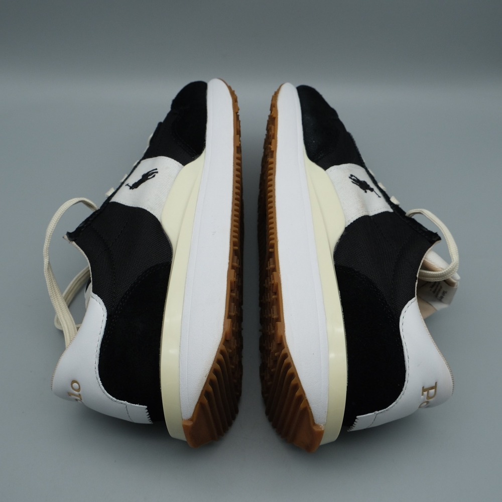 Polo Ralph Lauren Train 89 Mens Black White Suede Retro Sneaker 9 Low Top - Picture 4 of 13